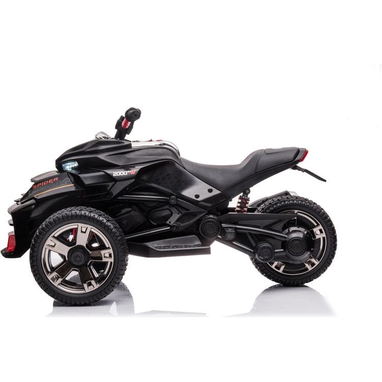 24V Freddo Spider 3-Wheel Motorcycle 2-Seater Ride On - Black - Image 2