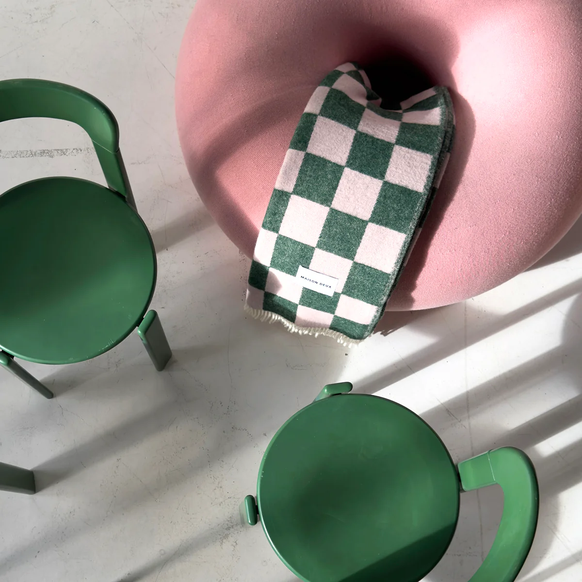 Checkerboard Blanket - Green/Pink - Image 2