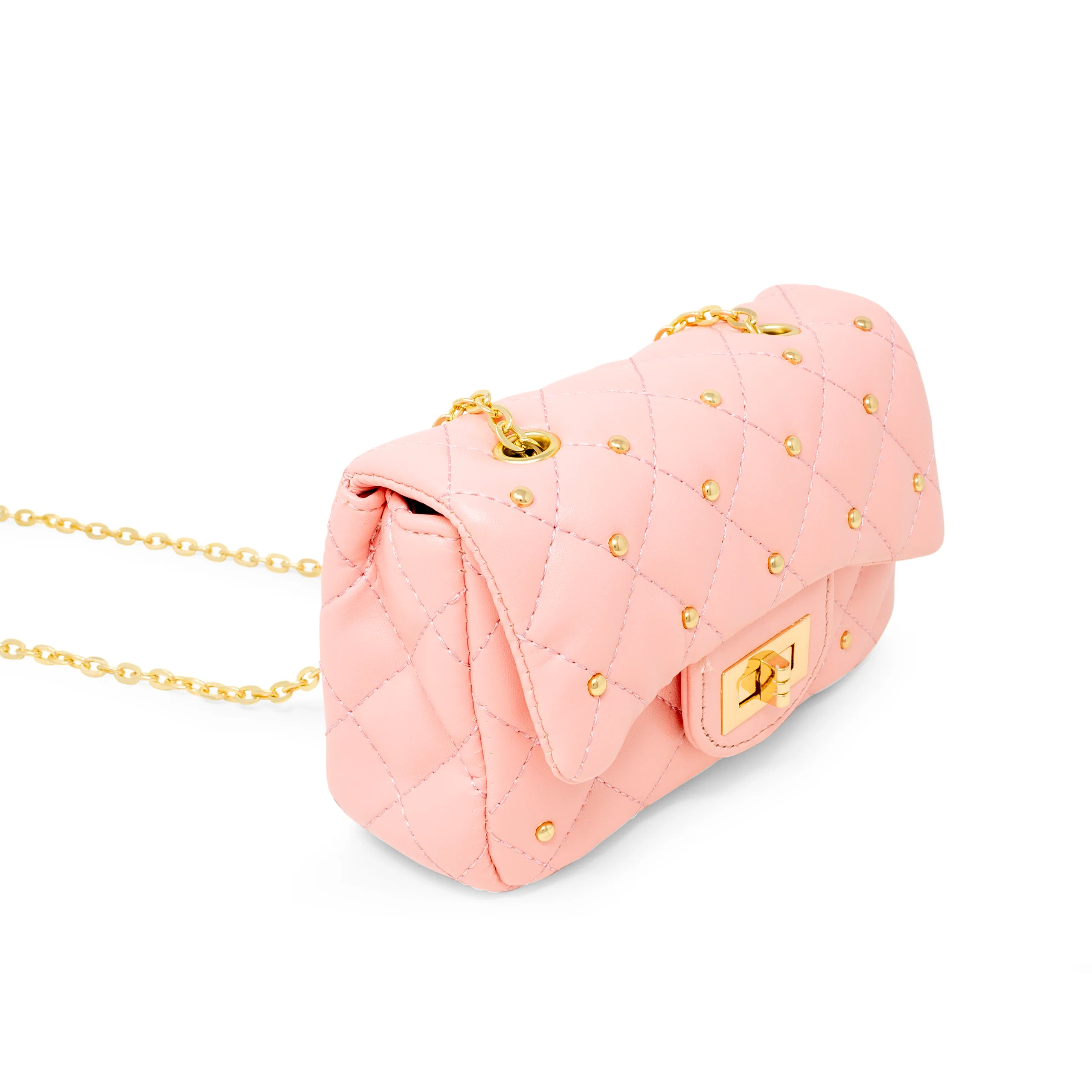 Classic Quilted Stud Handbag - Pink - Image 2