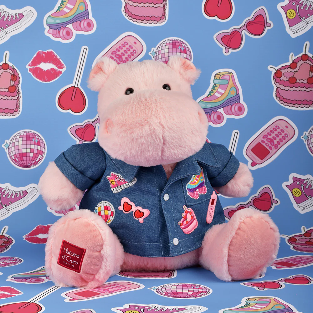 Hippo Plush with Denim Jacket - Image 2