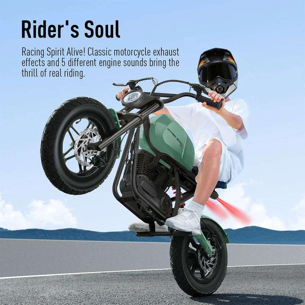 Hyper Gogo S9 Kids Motorcycle - Green - Image 4