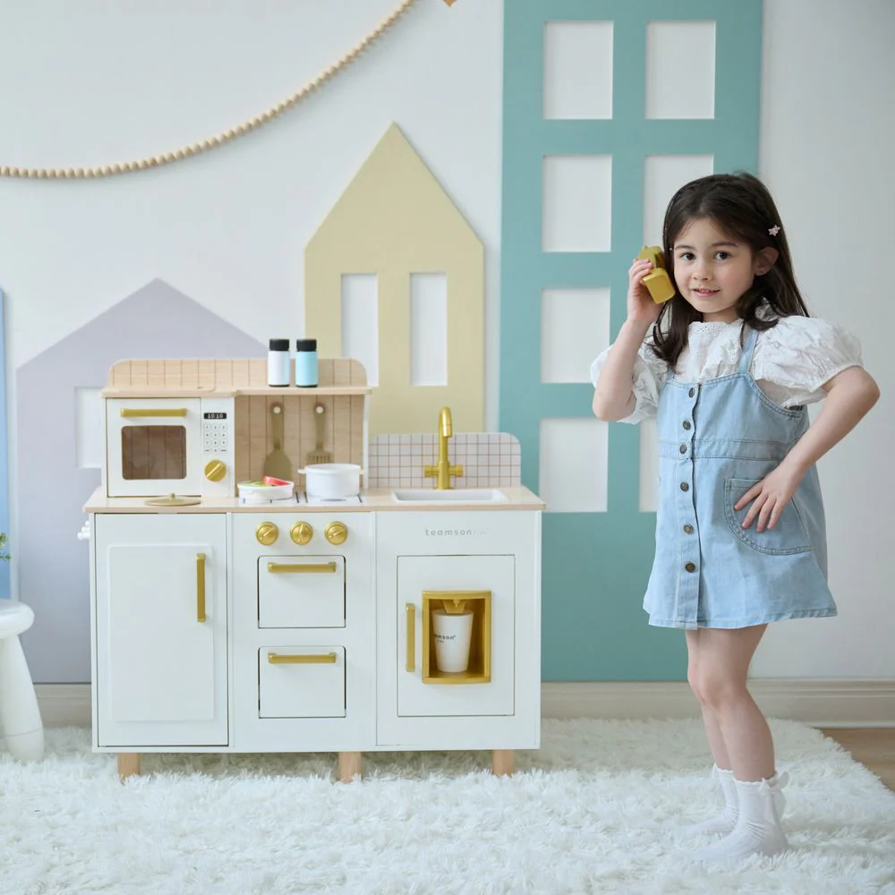 Little Chef Hampton Wooden Play Kitchen with Ice Dispenser & Sink - White - Image 2