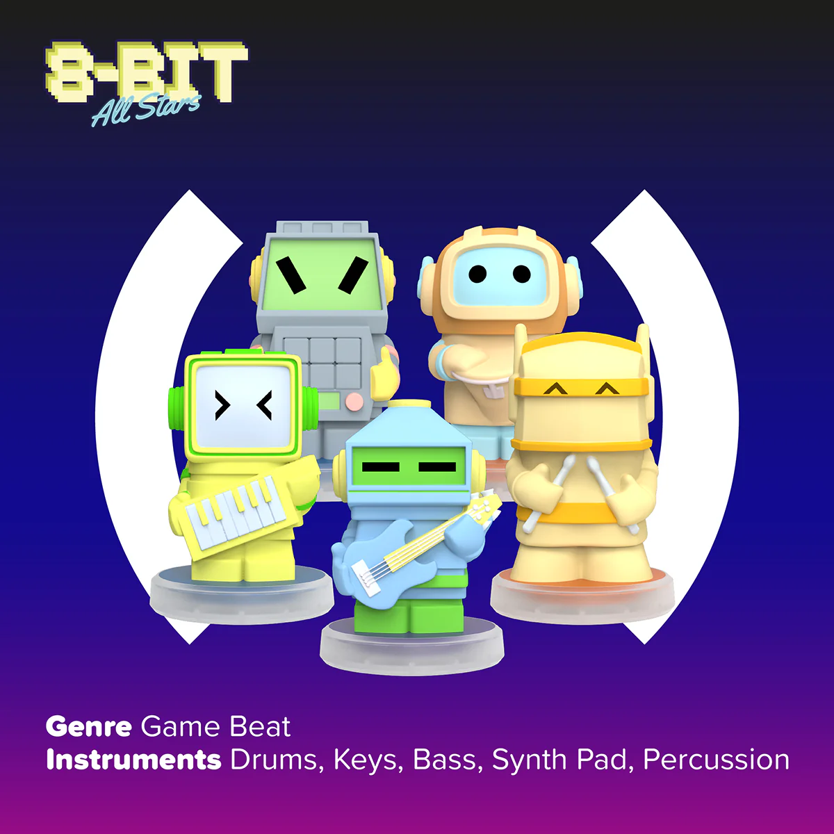 Loops Lab 8 Bit Allstars: 5 Figurines Game Music Band - Image 2