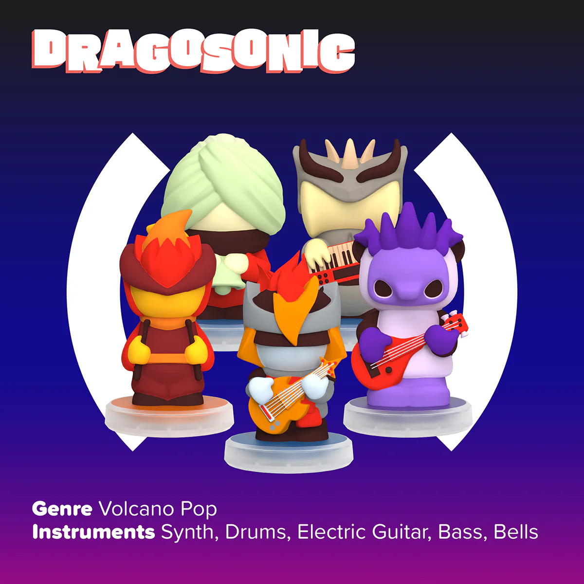 Loops Lab Dragosonic: 5 Figurines Volcano Pop Band - Image 2