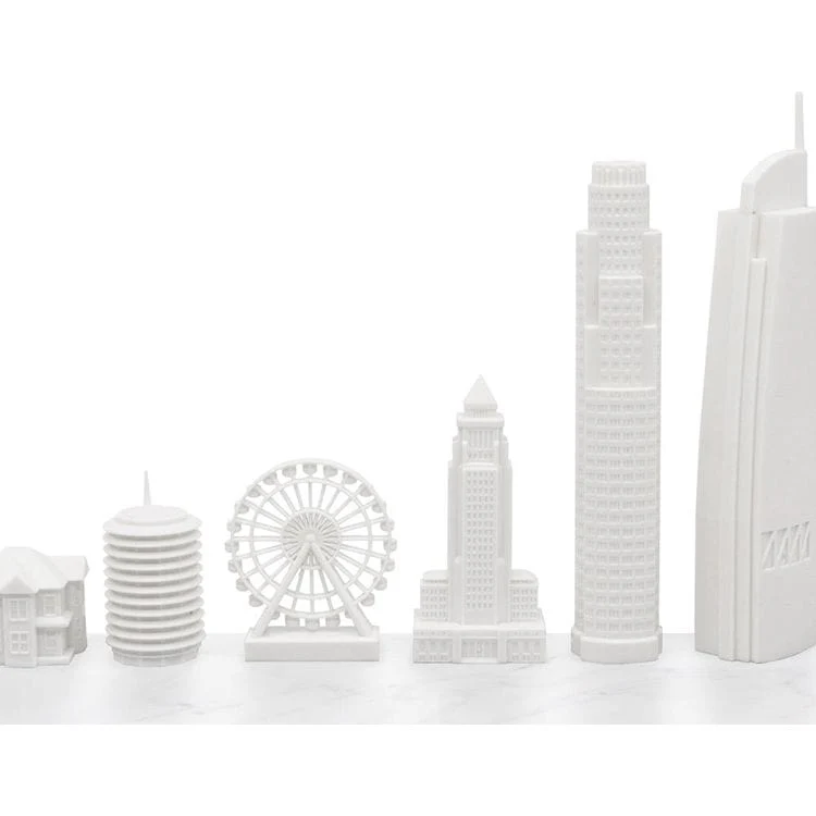Los Angeles Edition Acrylic Chess Set with Marble Hatch Board - Image 4