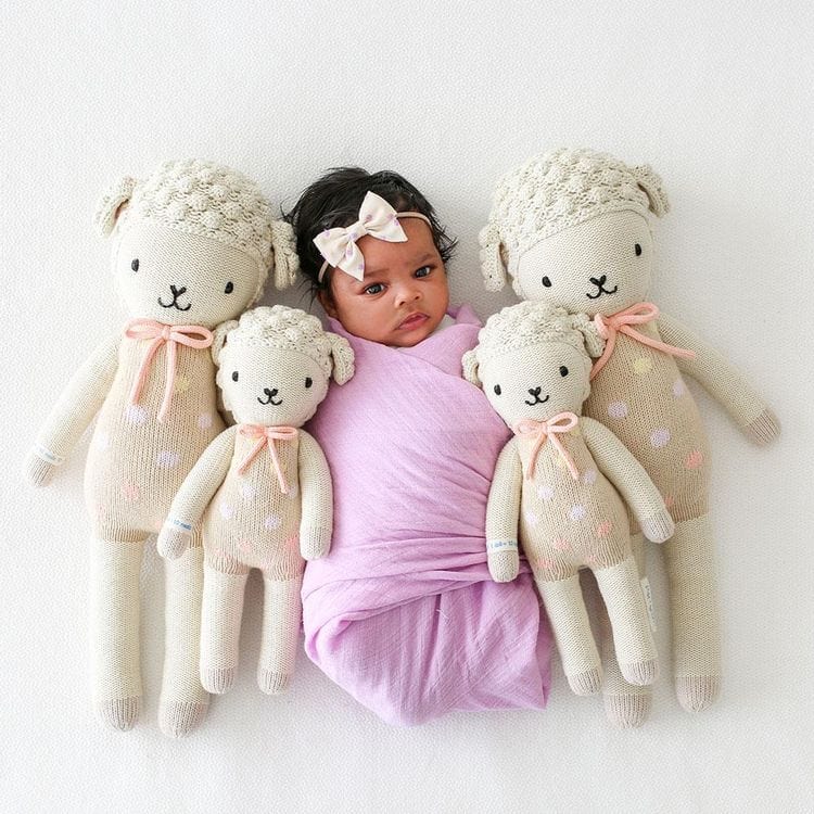 Little 13" Lucy the Lamb (Pastel) Hand-Knit Doll - Image 2