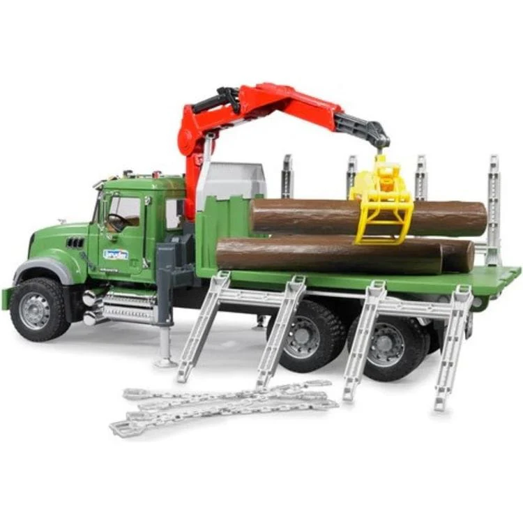Mack Granite Timber Truck with Loading Crane & 3 Trunks - Image 4