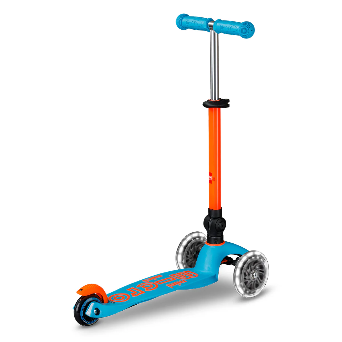 Mini Deluxe Foldable LED Scooter - Neon Sunset Orange/Aqua - Image 6