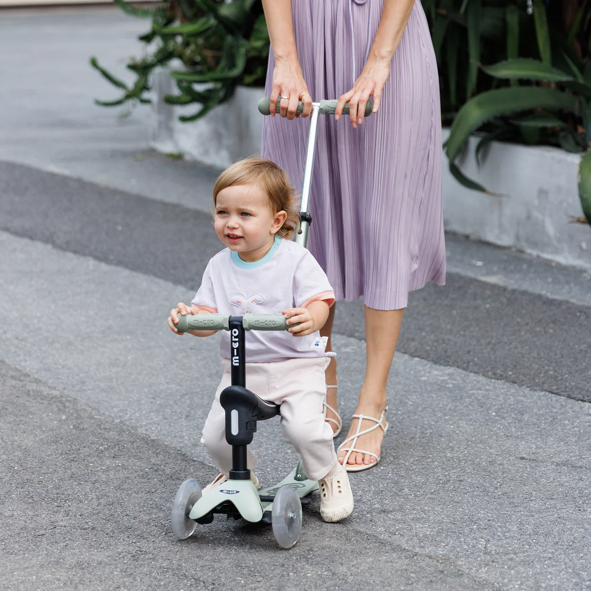 Mini Deluxe Rock & Go LED Scooter - Olive Sage - Image 2