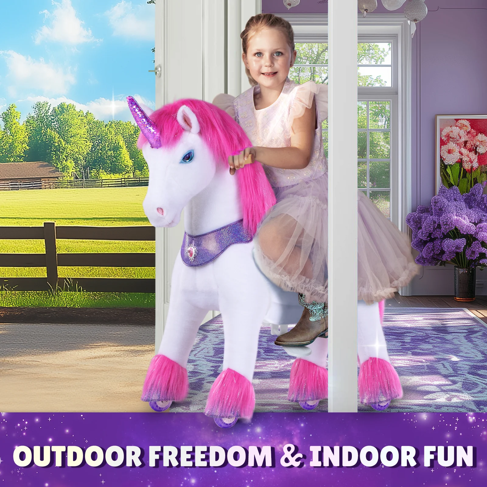 Pink Unicorn Model Y Ride on Toy - 4-7 Years - Image 2