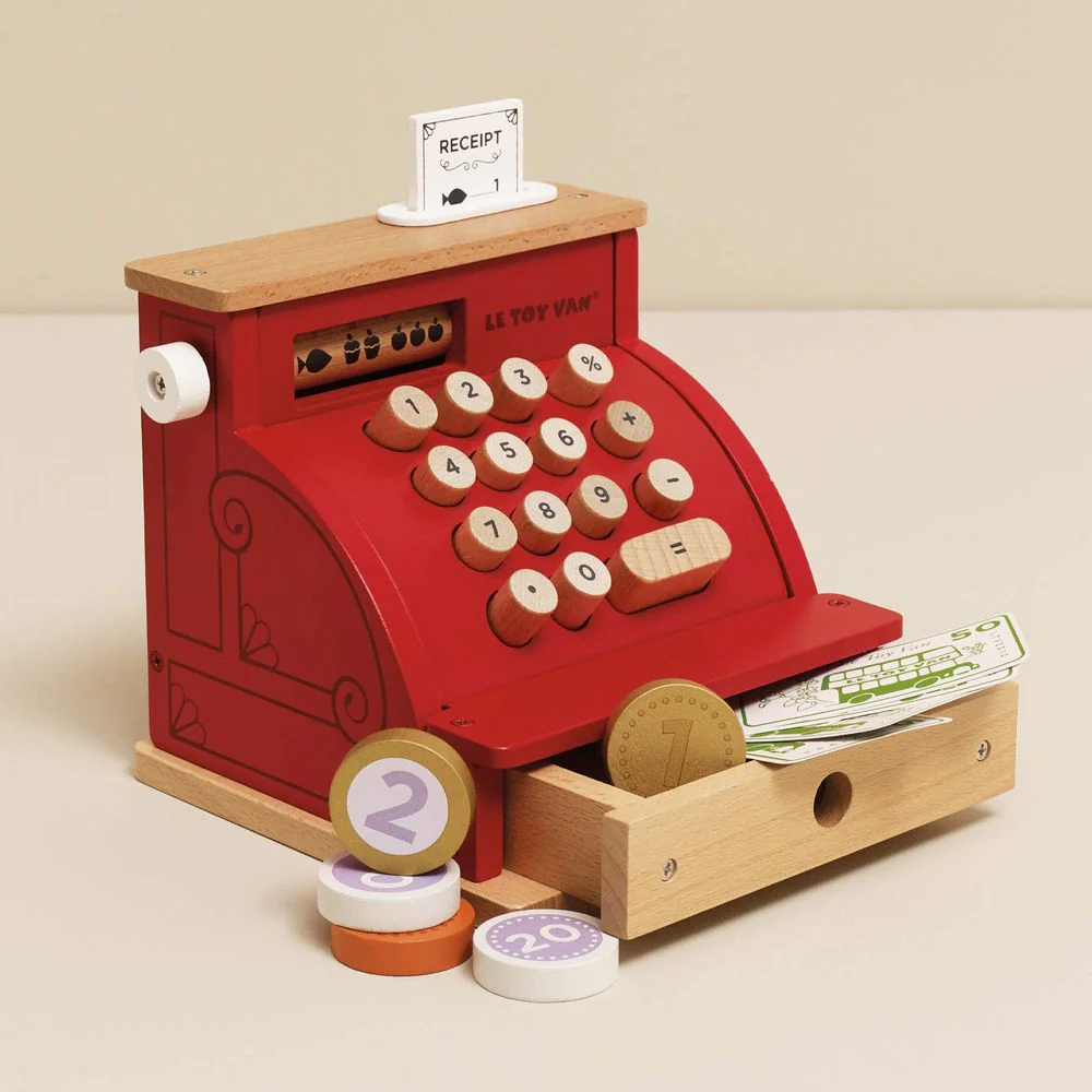Play Wooden Cash Register & Money - Image 2