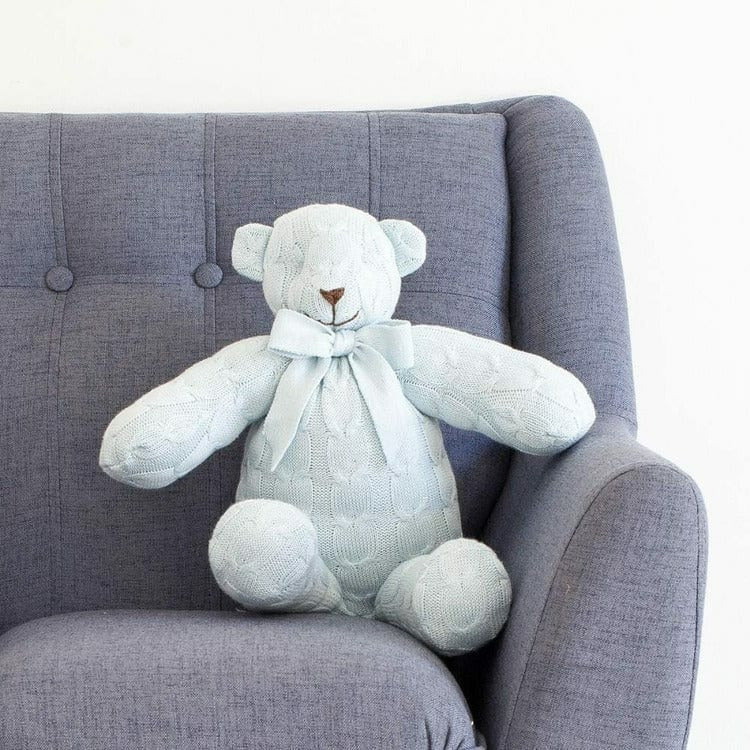 Blue Cable Knit Plush Teddy Bear - Image 2