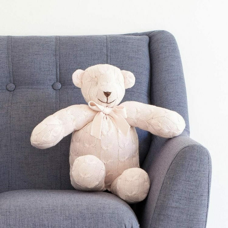 Soft Pink Cable Knit Plush Teddy Bear - Image 2