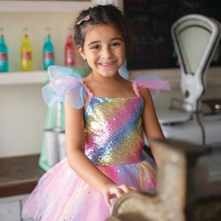 Rainbow Fairy Dress & Wings - Size 7-8 Years - Image 2