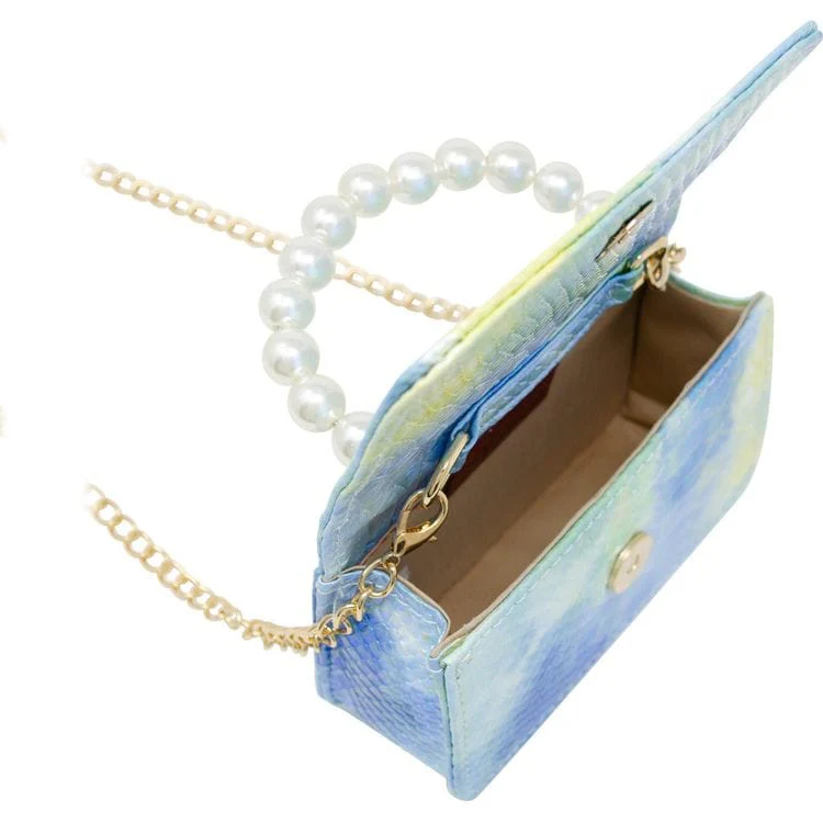 Tie Dye Crocodile Pearl Handle Bag - Blue - Image 2