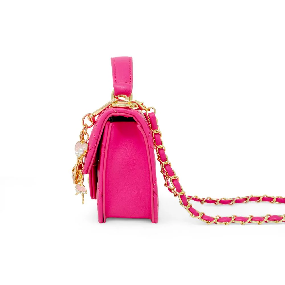 Tiny Quilted Ballet Charm Handbag - Hot Pink - Image 4