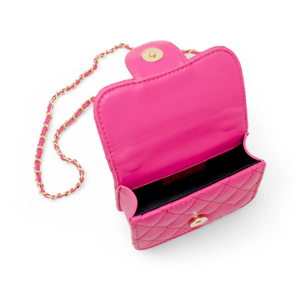 Tiny Quilted Ballet Charm Handbag - Hot Pink - Image 5